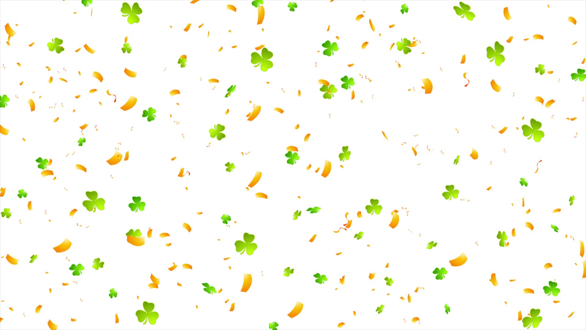 Green Shamrocks and Orange Confetti Abstract Background