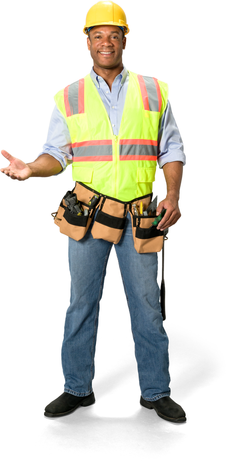 Construction Worker Wearing a Belt Bag